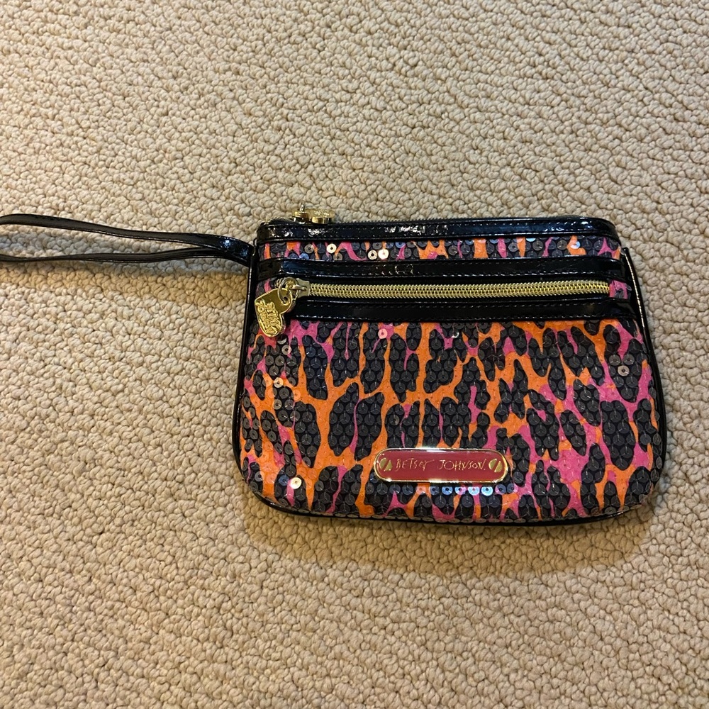 Betsy Johnson cheetah wristlet